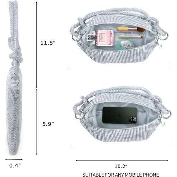 Women Gold Clutch, Rhinestone Gold Purse Wedding,Evening Clutch Purses For Women - Picture 6 of 7